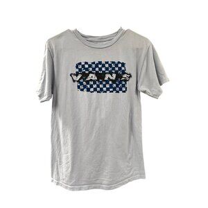 Vans Logo T-shirt Small with Blue Checked Design